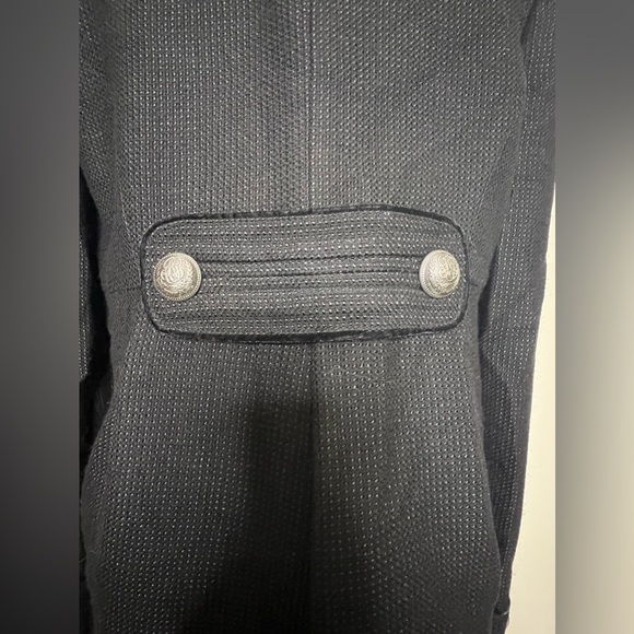 Juicy Couture black wool blend military style knee length winter pea coat med EC - Picture 9 of 10